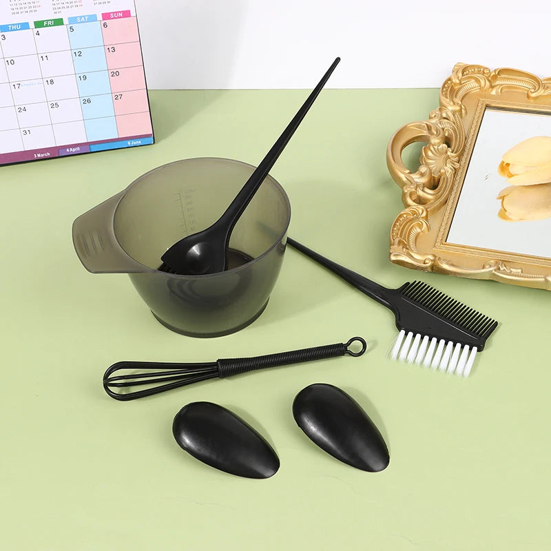Hair Dye Brush & Bowl Set with Ear Caps & Mixing Rod – 6 Pc Hair Coloring Kit Axl