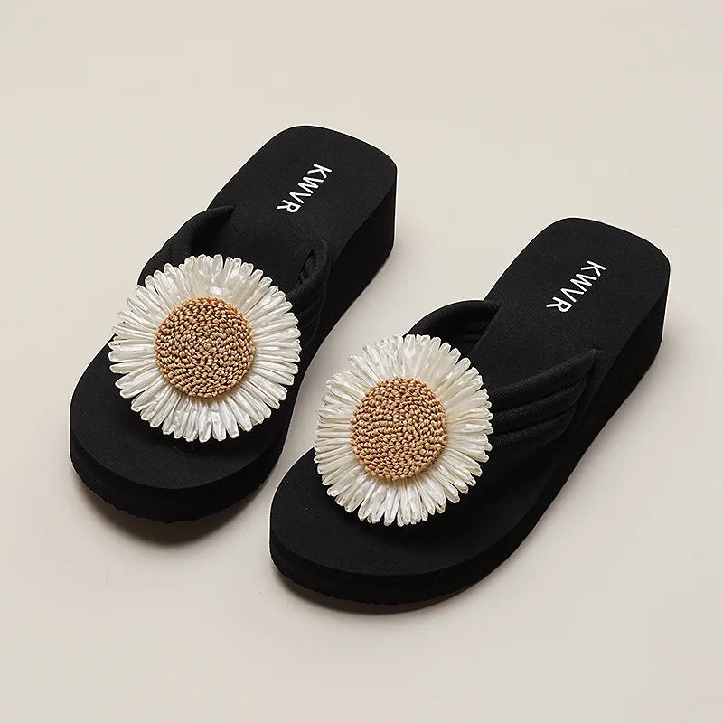 Women's Floral Wedge Platform Slippers – Breathable Beach Slides Wedge Platform Slippers Axl