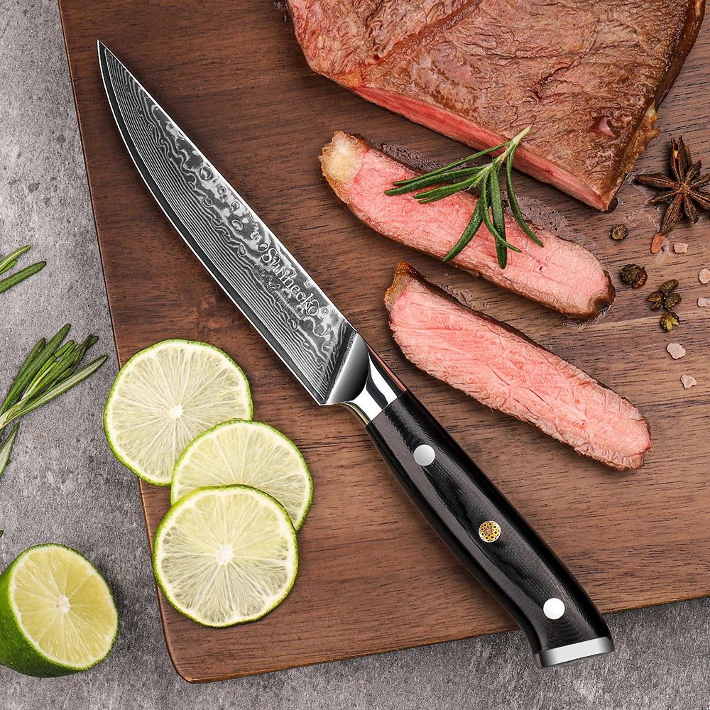 Sunnecko Damascus Steel Steak Knife Set 1–8 PCS | VG10 Core Damascus Steak Knife Set Axl