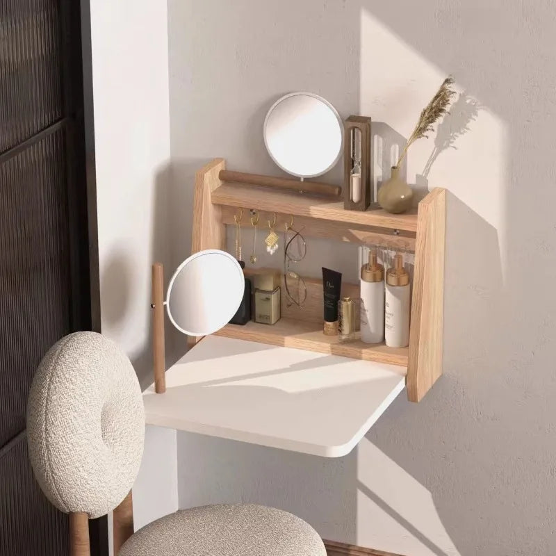 Wall-Mount Wooden Vanity Dressing Table with Mirror | Modern Vanity Dressing Table Axl