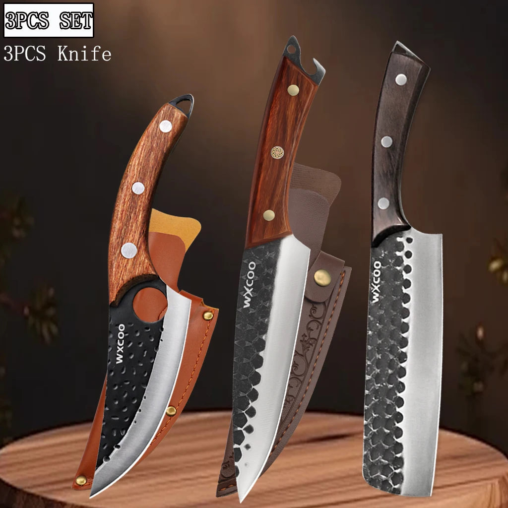 WXCOO Chef Knife Set 1-4PCS | Forged Stainless Steel Knives Kitchen Knife Set Axl 3PCS