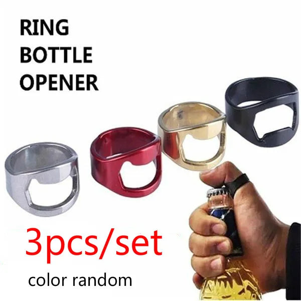 Stainless Steel Finger Ring Bottle Opener Set – 3 Pack Ring Bottle Opener Axl 3pcs