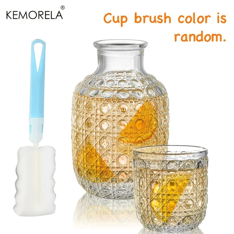 KEMORELA 450ml Glass Water Pitcher & Tumbler Bedside Set Glass Pitcher Set Axl B 450ML