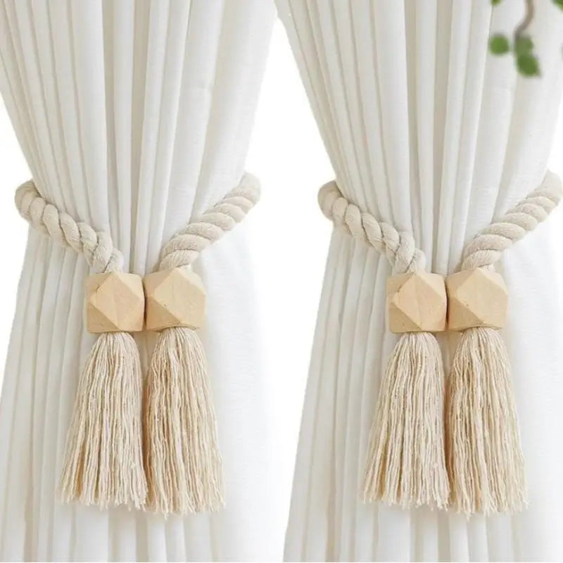 Magnetic Wooden Tassel Curtain Holdbacks – Set of 2 Curtain Holdbacks Axl A3