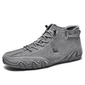 AZGB Men's Leather High Top Sneakers – Non-Slip Walking Shoes High Top Sneakers Axl GRAY 42