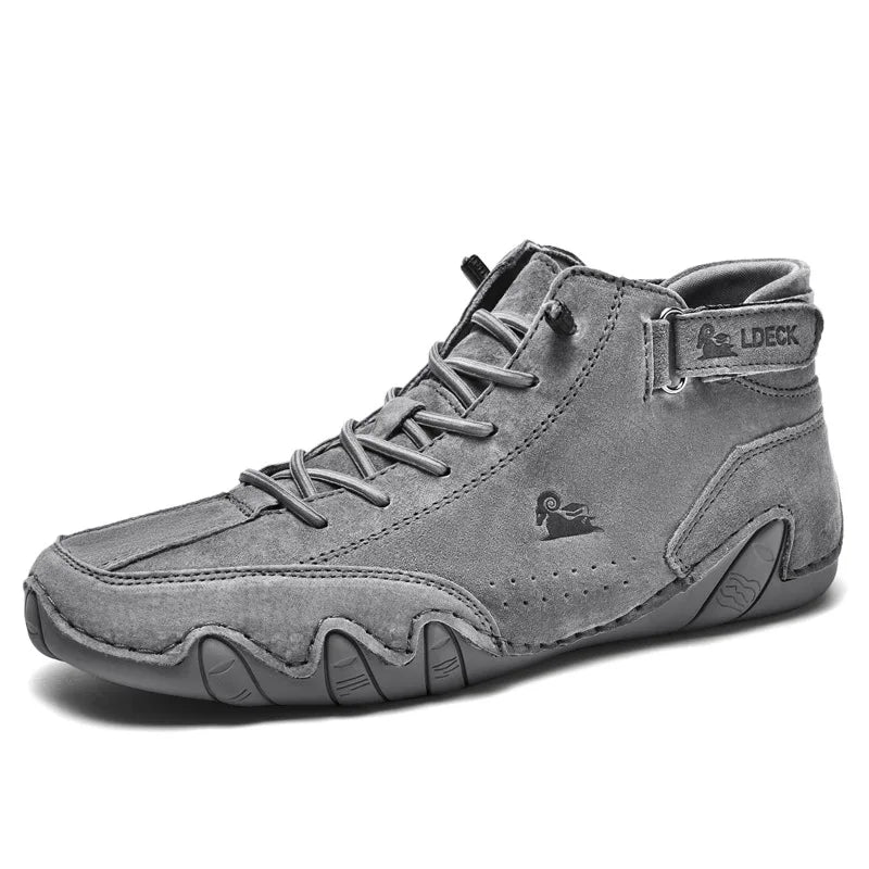 AZGB Men's Leather High Top Sneakers – Non-Slip Walking Shoes High Top Sneakers Axl GRAY 42