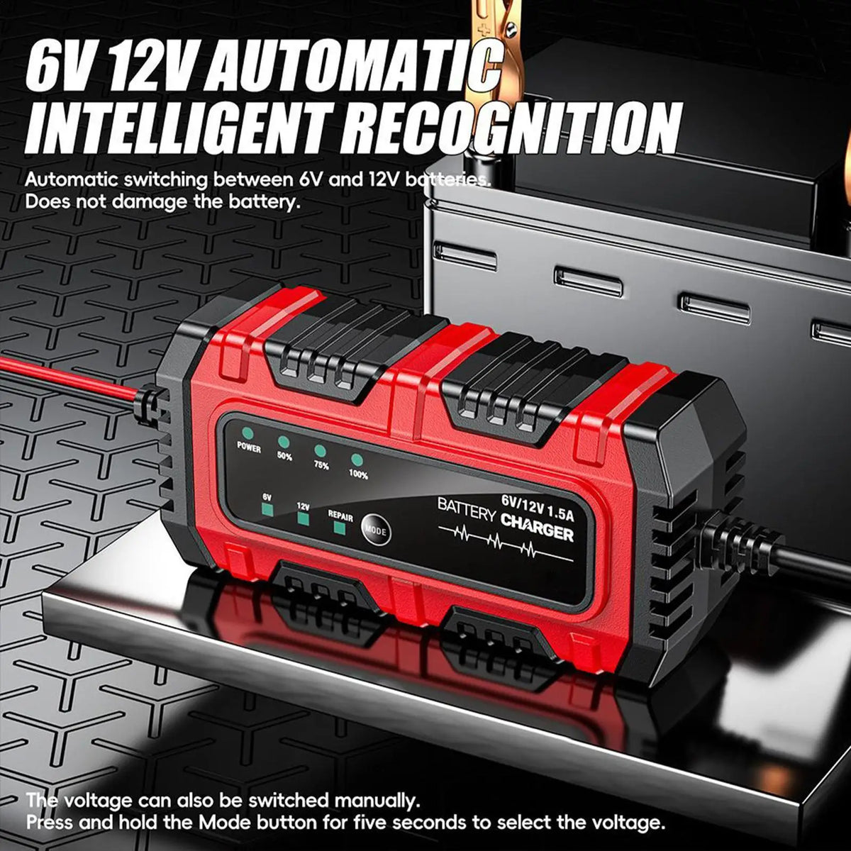 6V 12V Smart Battery Charger & Trickle Maintainer | Car & Motorcycle Battery Charger Maintainer Axl