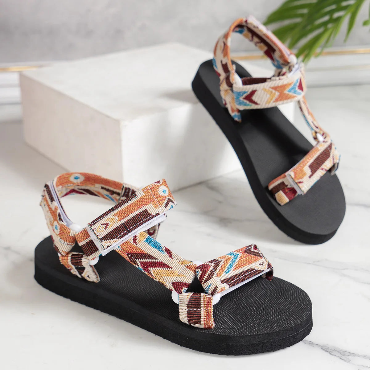 Women's Thick Sole Beach Sandals – Flat Summer Slippers Women's Flat Sandals Axl Brown 42