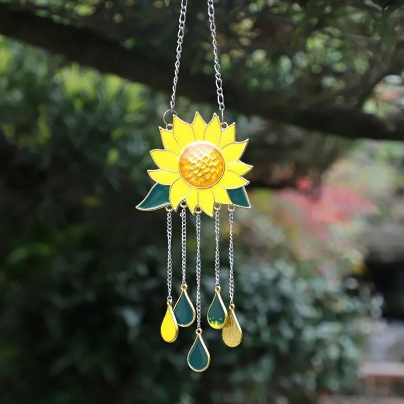 Sunflower Boat Metal Wind Chimes – Garden & Window Ornament Decorative Wind Chimes Axl