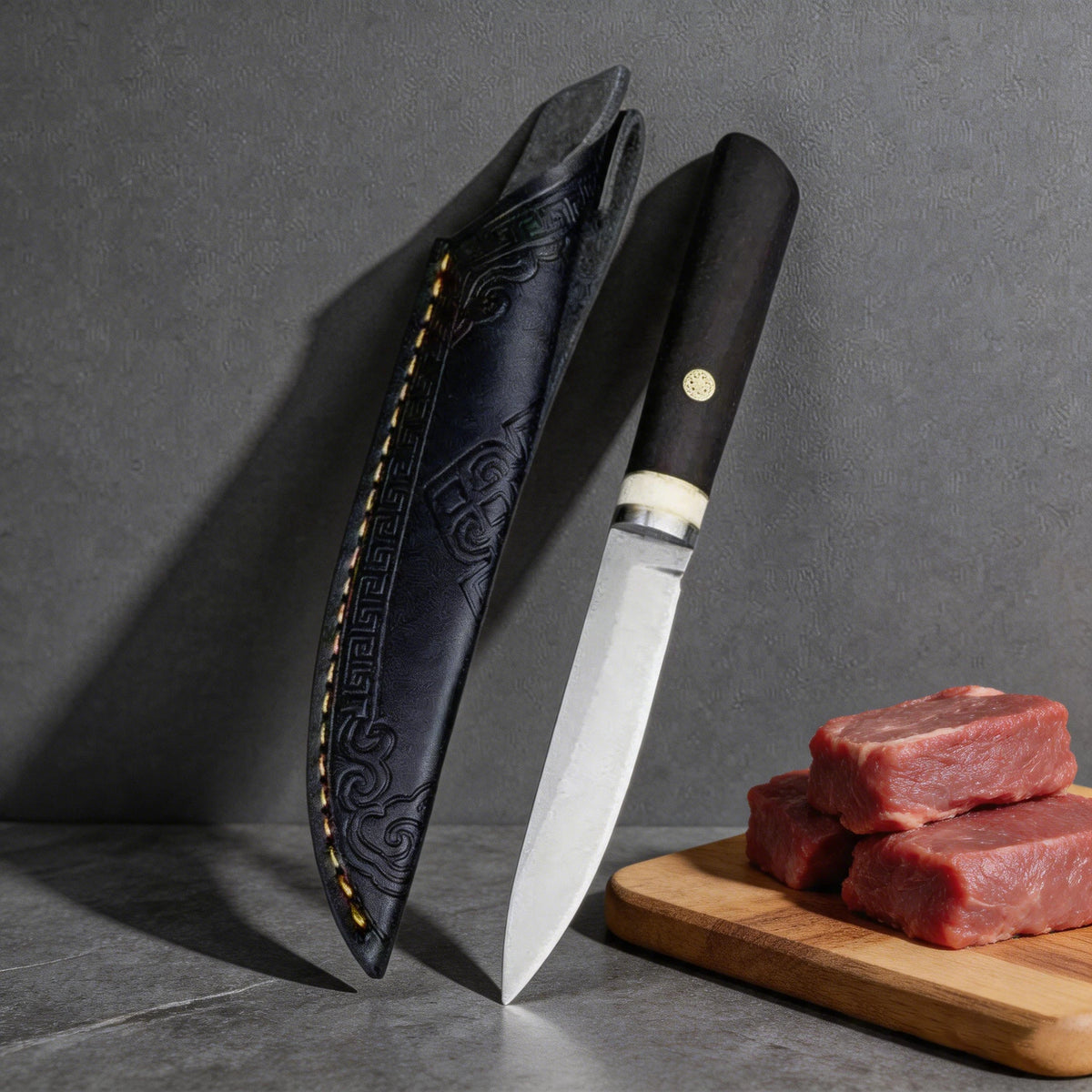 Professional Kitchen Knife – Stainless Steel, Wood Handle & Sheath Kitchen Knife Set Axl