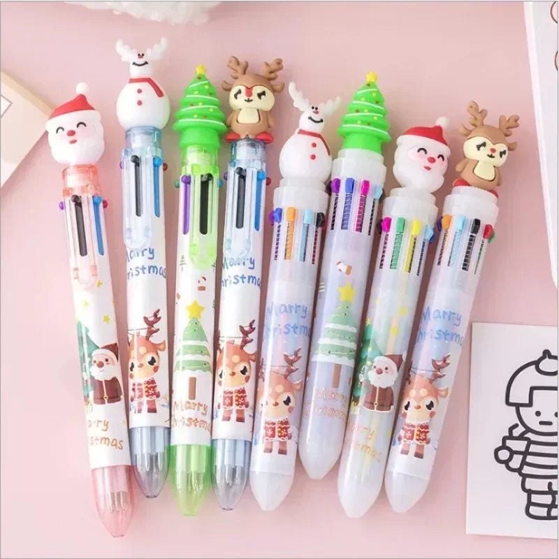 Kawaii Christmas Ballpoint Pens – Multicolor Novelty Biro Set Novelty Ballpoint Pens Axl 1pcs 10 colours