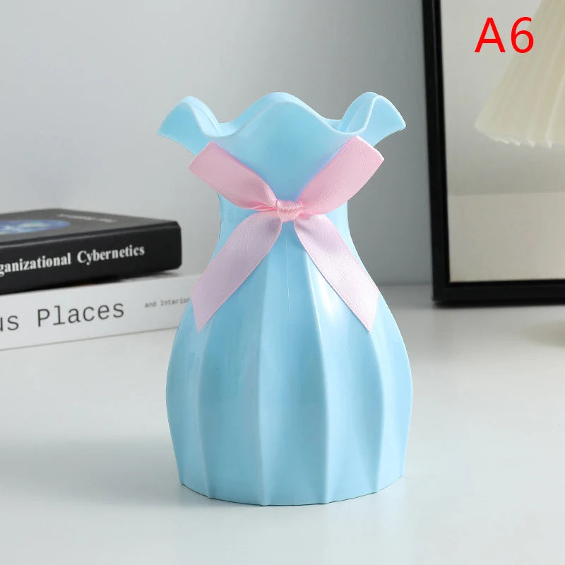 Water Ripple Nordic Plastic Vase – Modern Home Decor Flower Pot Decorative Vase Axl A6
