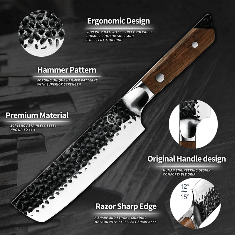 Grandsharp Japanese Nakiri Knife – High Carbon Steel Vegetable Knife Japanese Nakiri Knife Axl