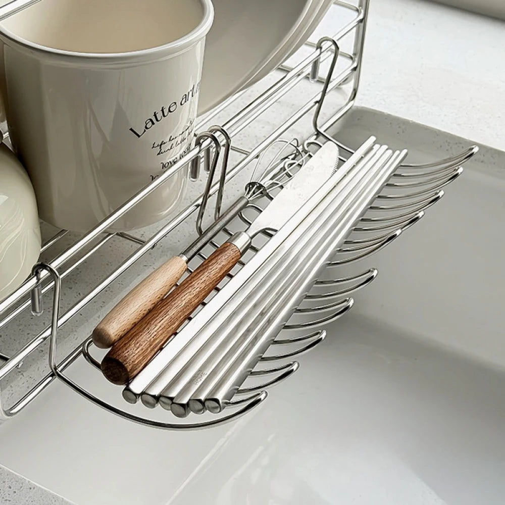 2-Pack Over-Sink Stainless Steel Drying Rack & Storage Basket Sink Drying Rack Axl