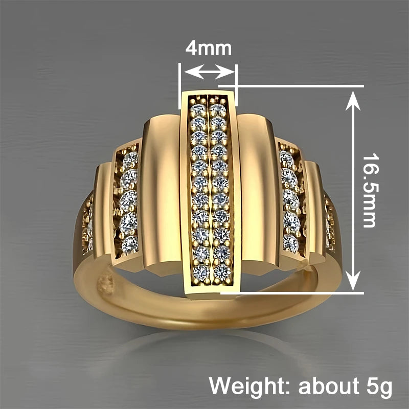 Huitan Geometric CZ Ring – Dazzling Cubic Zirconia Women's Ring Fashion Ring Axl