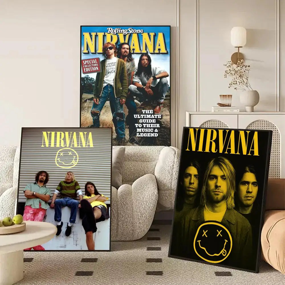Nirvana Rock Band Wall Poster – Self-Adhesive Art Sticker Wall Art Poster Axl