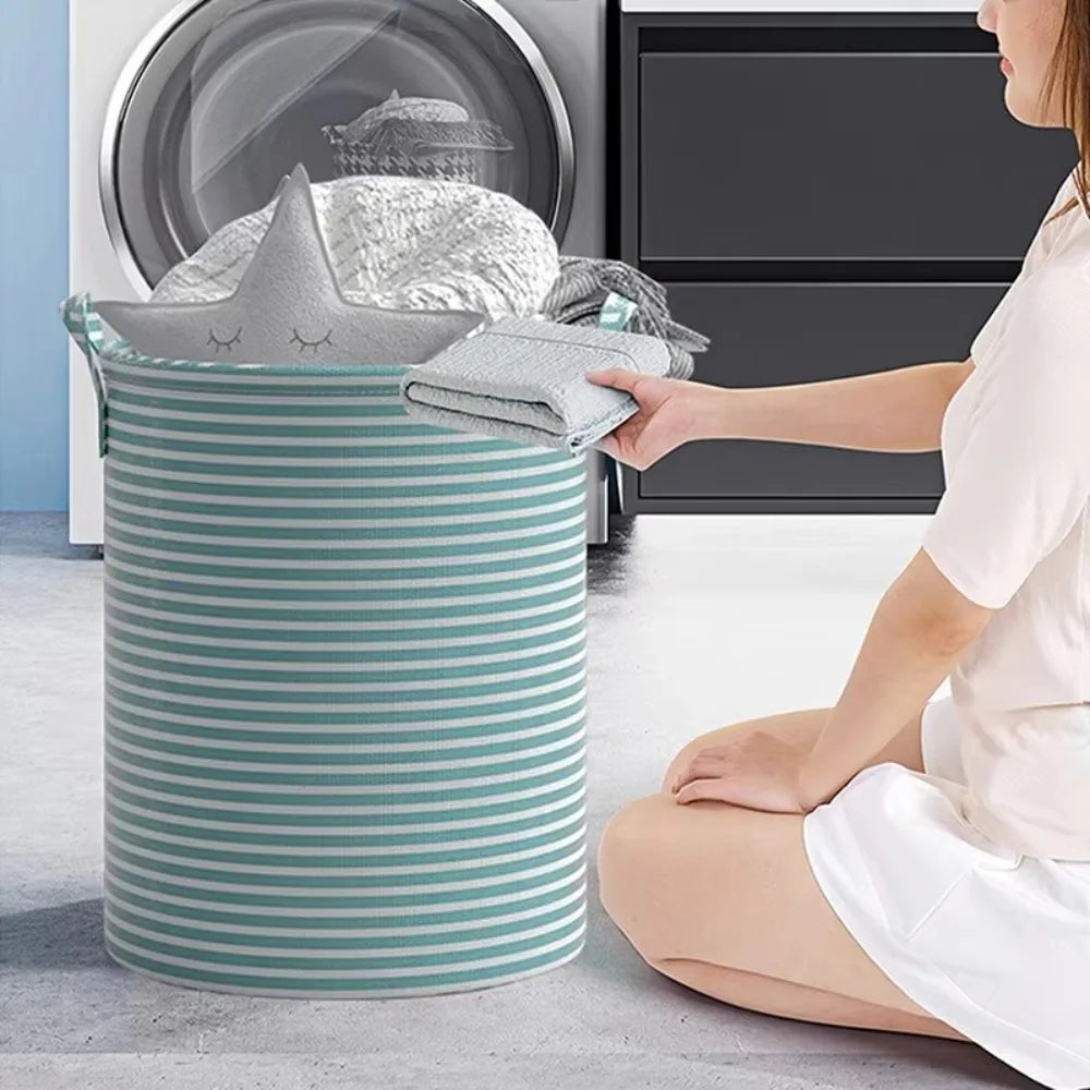 Foldable Cotton Linen Laundry Basket – Large Capacity Storage Laundry Basket Axl