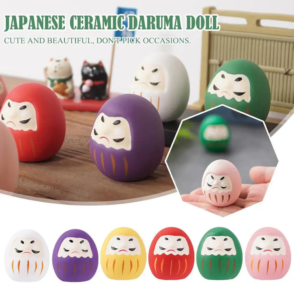 Japanese Ceramic Daruma Doll – Lucky Charm Home Decor Ornament Ceramic Figurine Axl