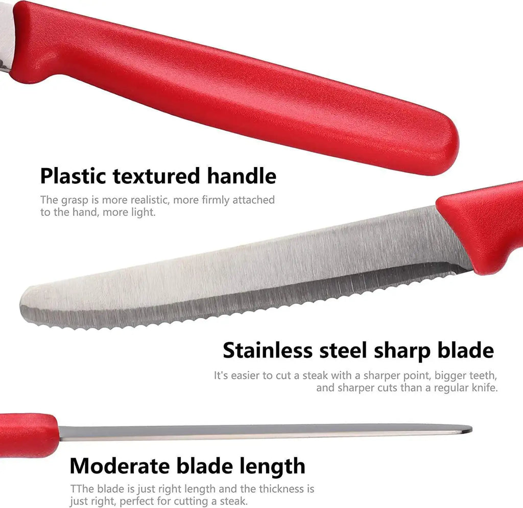 Serrated Stainless Steel Knives – Fruit, Bread & Steak Set Serrated Kitchen Knives Axl