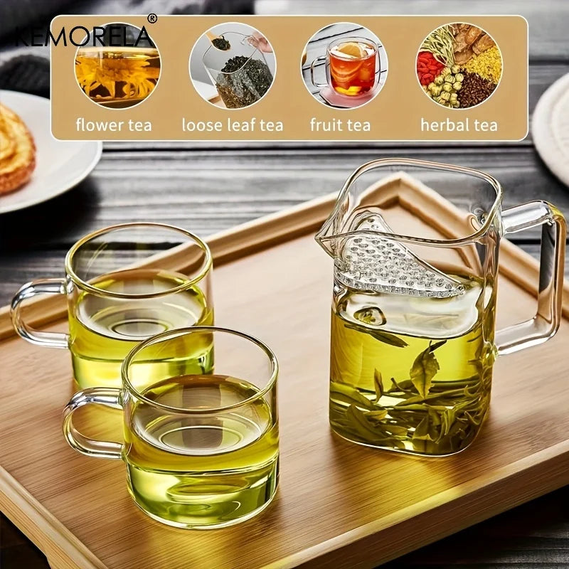 Borosilicate Glass Tea Cup 2-in-1 Teapot & Infuser | KEMORELA Glass Tea Infuser Cup Axl