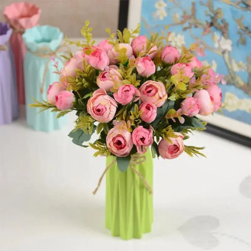 Plastic Imitation Ceramic Flower Vase – Modern Home Decor Decorative Flower Vase Axl
