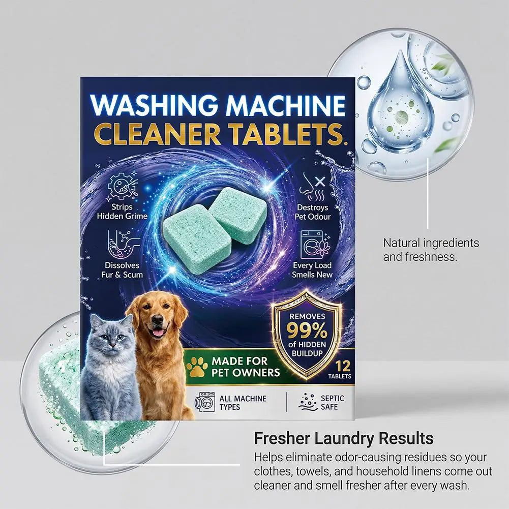Washing Machine Cleaning Tablets 12/24 Pack – Descaler & Deodorizer Washer Cleaning Tablets Axl