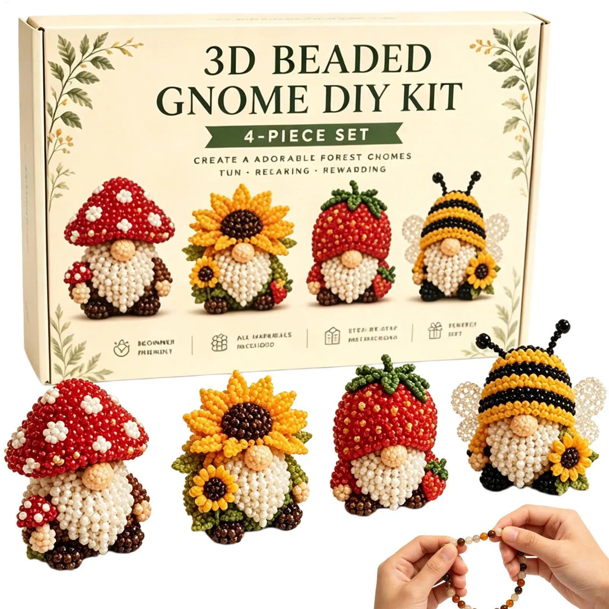 3D Gnome Bead Art Kit – DIY Desk Decor Beading Craft Set DIY Beading Kit Axl