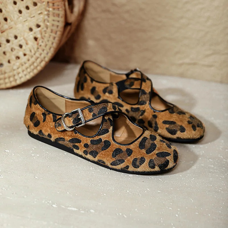 Women's Ballet Flats – Soft PU Leather Slip-On Dress Shoes Women's Ballet Flats Axl Leopard 38