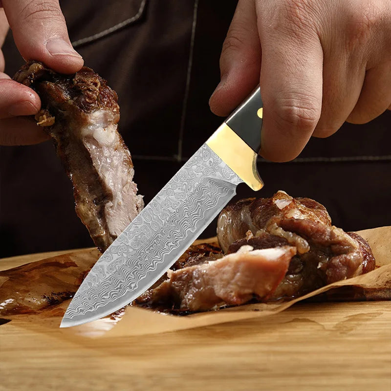 Damascus VG10 Steel Kitchen Knife – Wood Handle | InLeung Damascus Kitchen Knife Axl