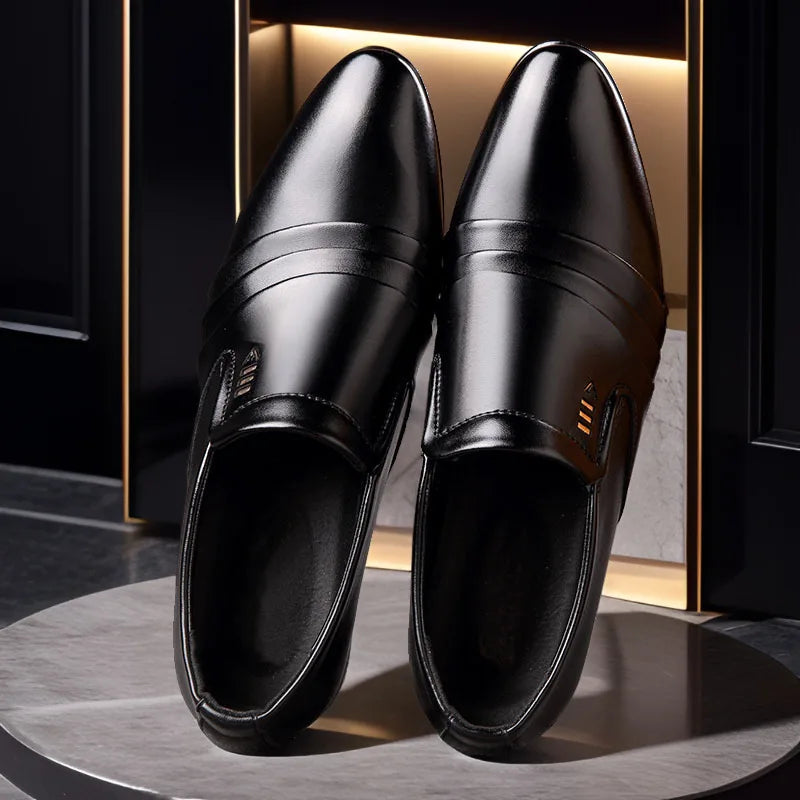 Men's PU Leather Oxford Dress Shoes – Lace-Up Breathable Oxford Dress Shoes Axl