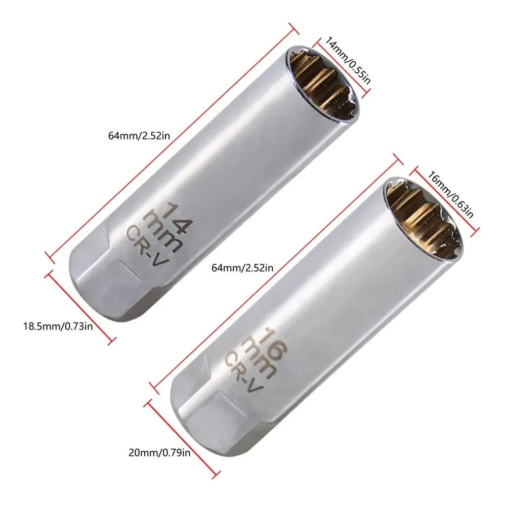 14mm & 16mm Spark Plug Socket Wrench Set – Thin Wall 2pc Spark Plug Socket Set Axl