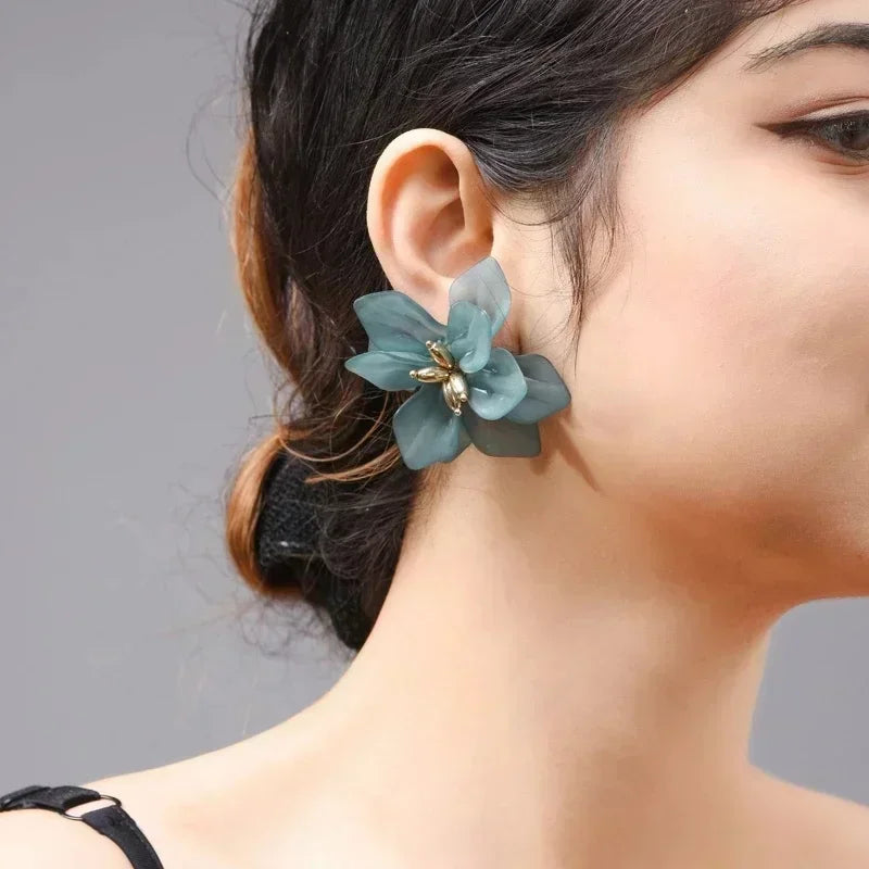 Acrylic Flower Drop Earrings – Bold Statement Fashion Jewelry Drop Earrings Axl
