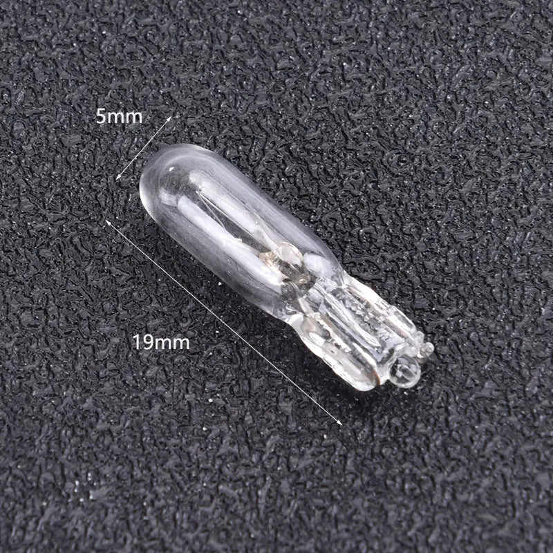 10-Pack T5 12V 1.2W Dashboard Instrument Panel Glass Bulbs Dashboard Light Bulbs Axl Transparent