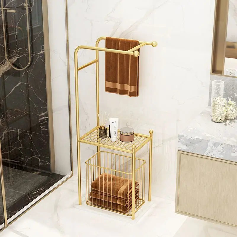Luxury Iron & Marble Bathroom Floor Storage Rack Organizer Bathroom Storage Rack Axl
