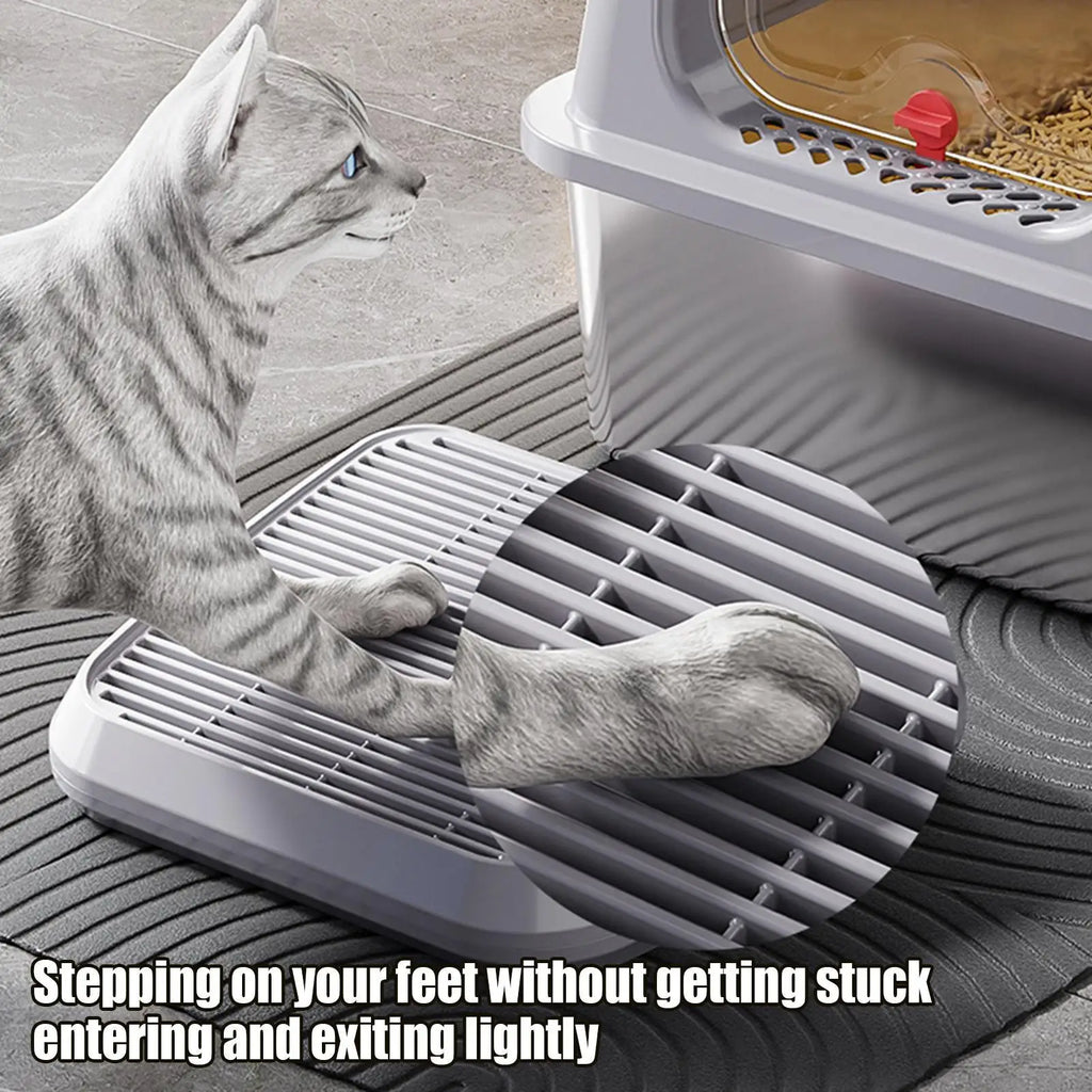 Double-Layer Cat Litter Tray – Anti-Tracking Ramp Step Mat Cat Litter Tray Axl