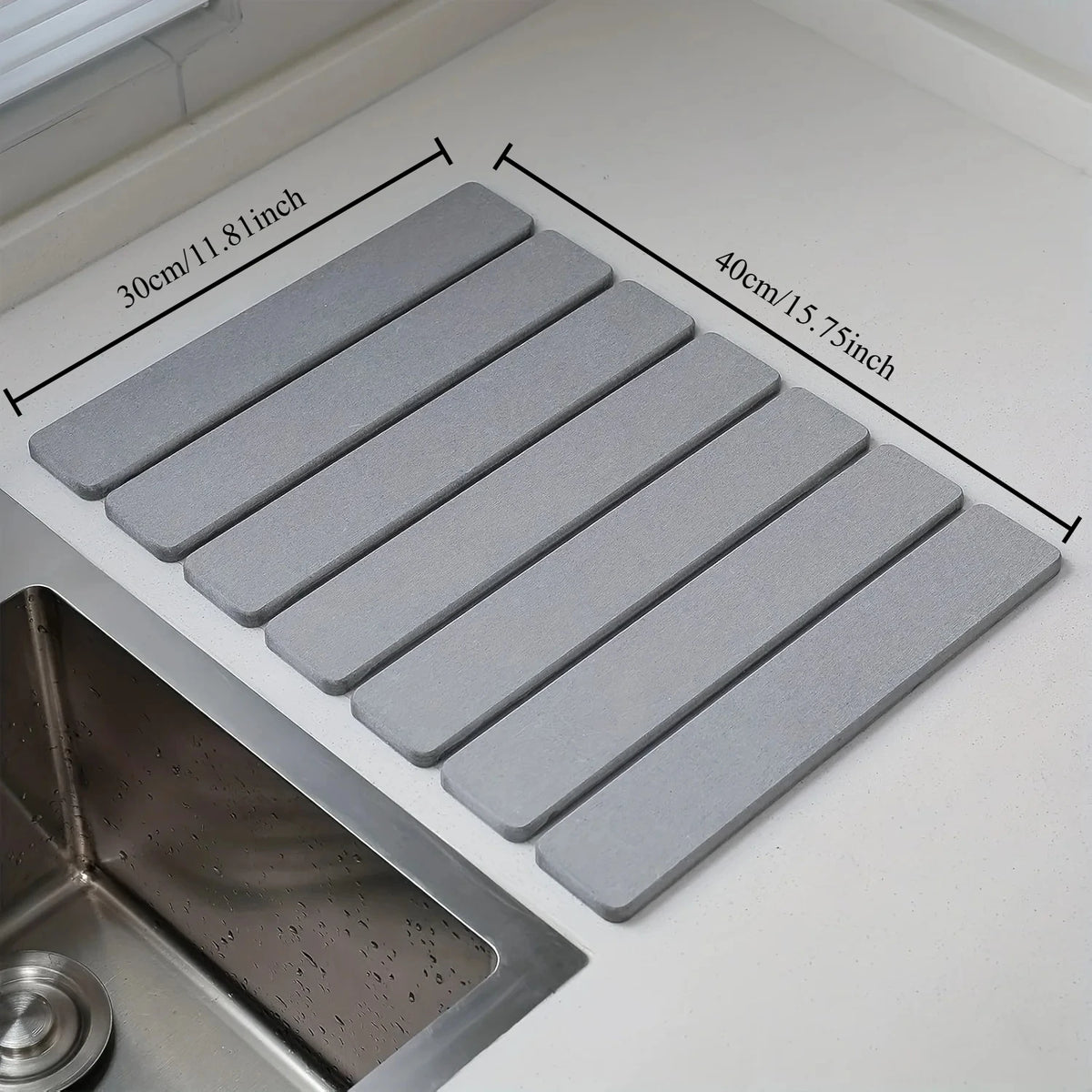 Diatomaceous Earth Bath & Kitchen Drying Mat | Foldable Stone Mat Diatomite Bath Mat Axl Gray-S-1pc