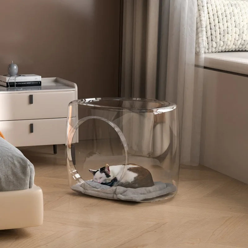 Transparent Space Capsule Cat Bed – Large Semi-Enclosed Nest Cat Bed Axl