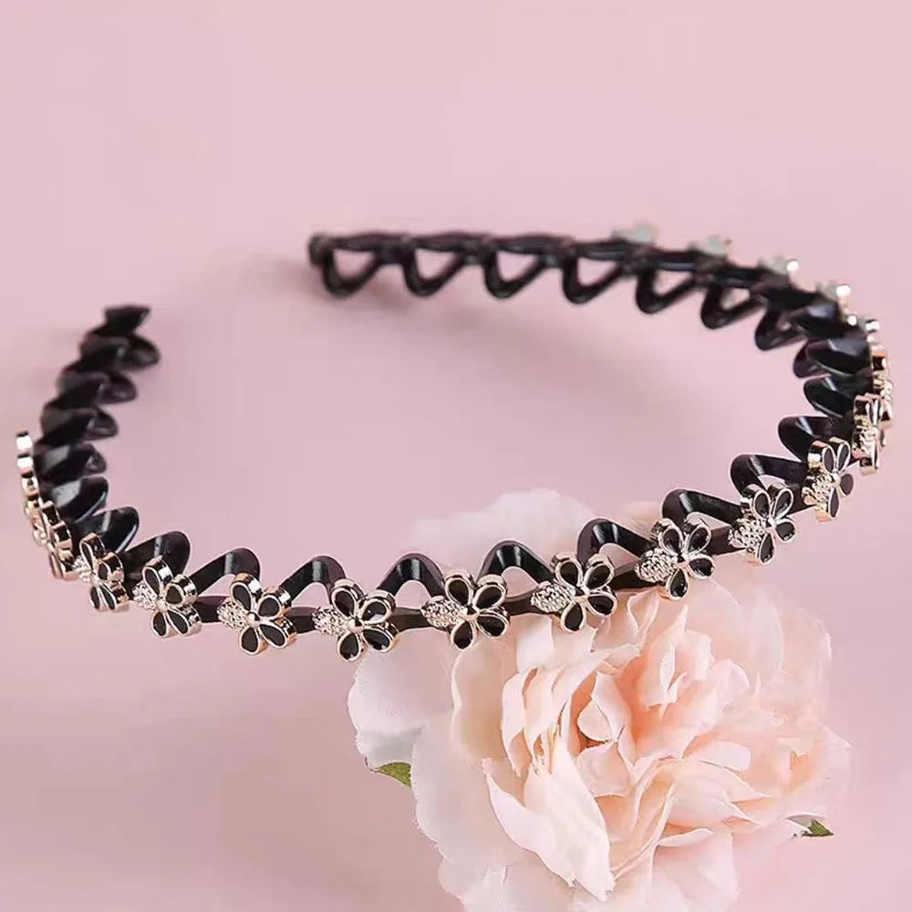 Rhinestone Pearl Hair Braider Headband – Floral Zircon Hair Headband Axl Style 7