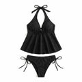 Y2K Halter Neck Bowknot Bikini Set – Two-Piece Swimsuit S–XL Two-Piece Bikini Set Axl Black L