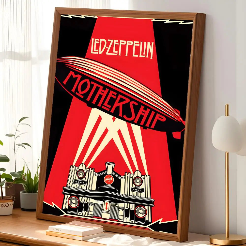 Led Zeppelin Self-Stick HD Wall Poster – Waterproof Room Decor Music Wall Poster Axl