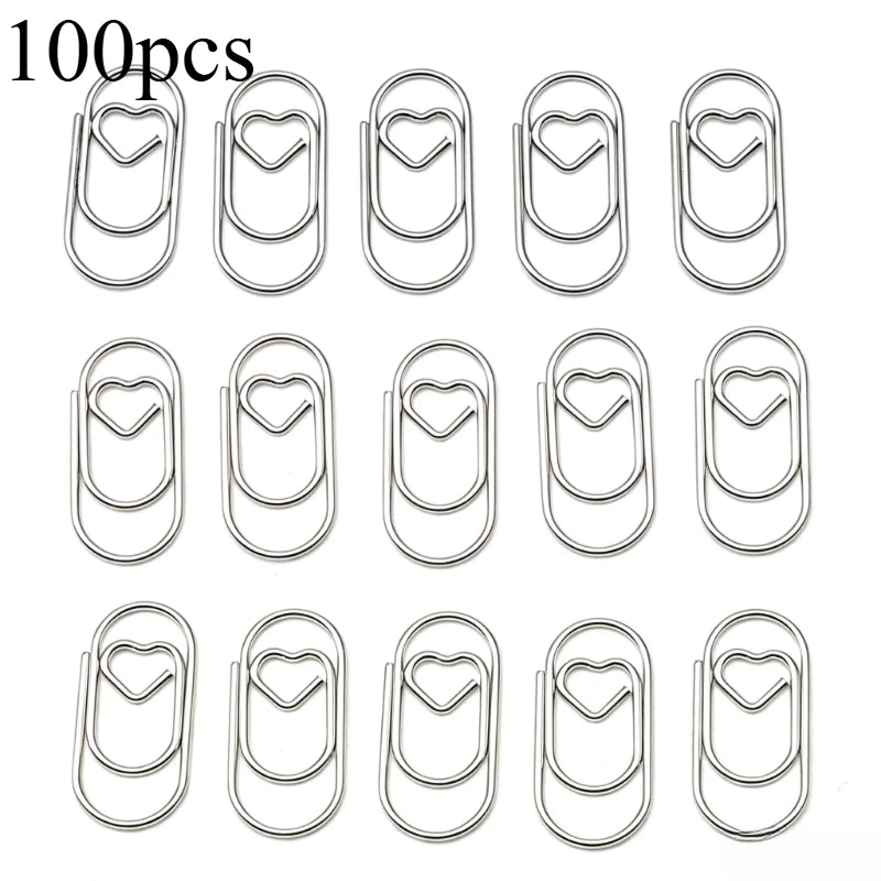 100 Pcs Mini Heart Shaped Paper Clips – Cute Decorative Clips Decorative Paper Clips Axl Silvery-100pcs