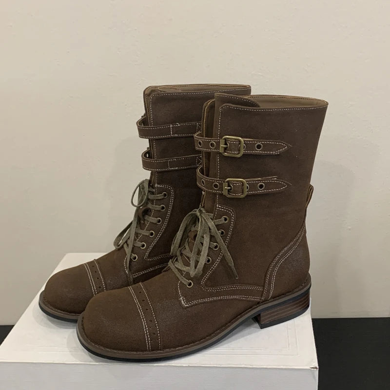 Women's Punk Ankle Boots – Square Heel Chelsea Platform Women's Ankle Boots Axl brown 39
