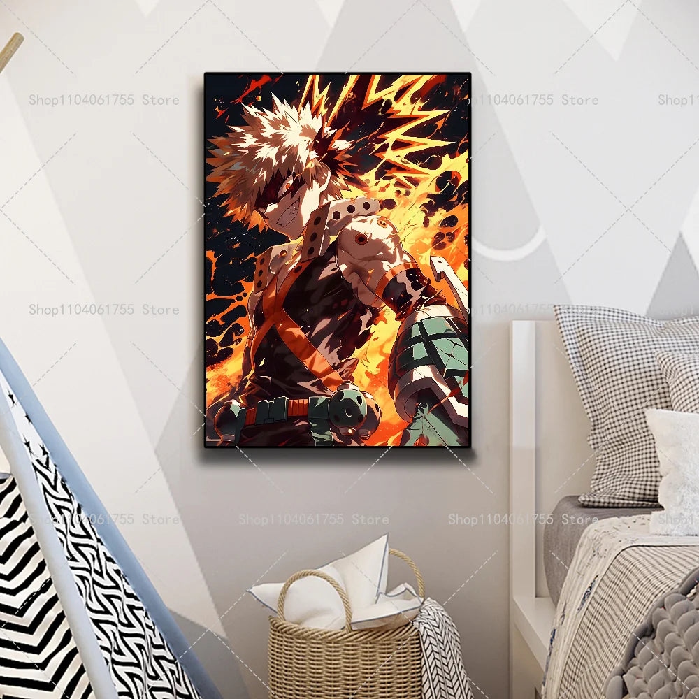 My Hero Academia Bakugo Anime Wall Poster Self-Adhesive Sticker Anime Wall Poster Axl