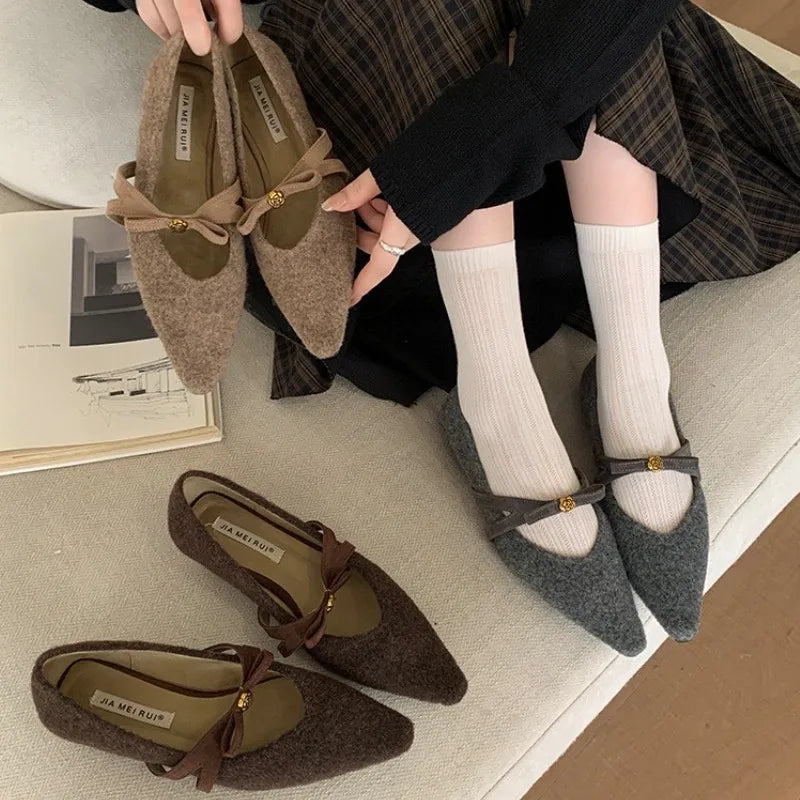 Women's Mary Jane Low Heel Dress Shoes – Bowknot Tweed Pumps Mary Jane Pumps Axl