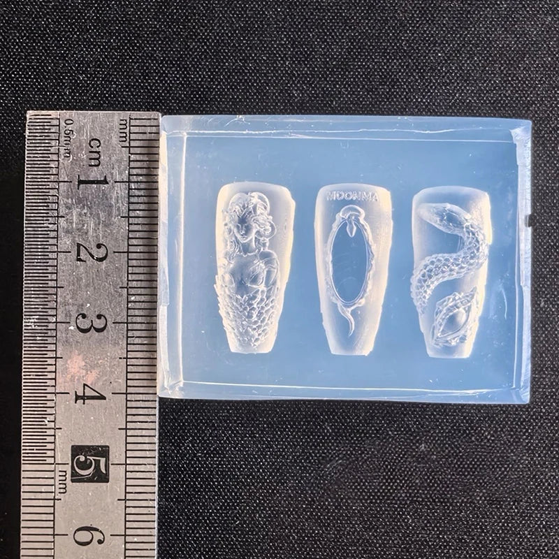 3D Snake Silicone Nail Art Carving Mold – DIY Nail Decor Nail Art Mold Axl