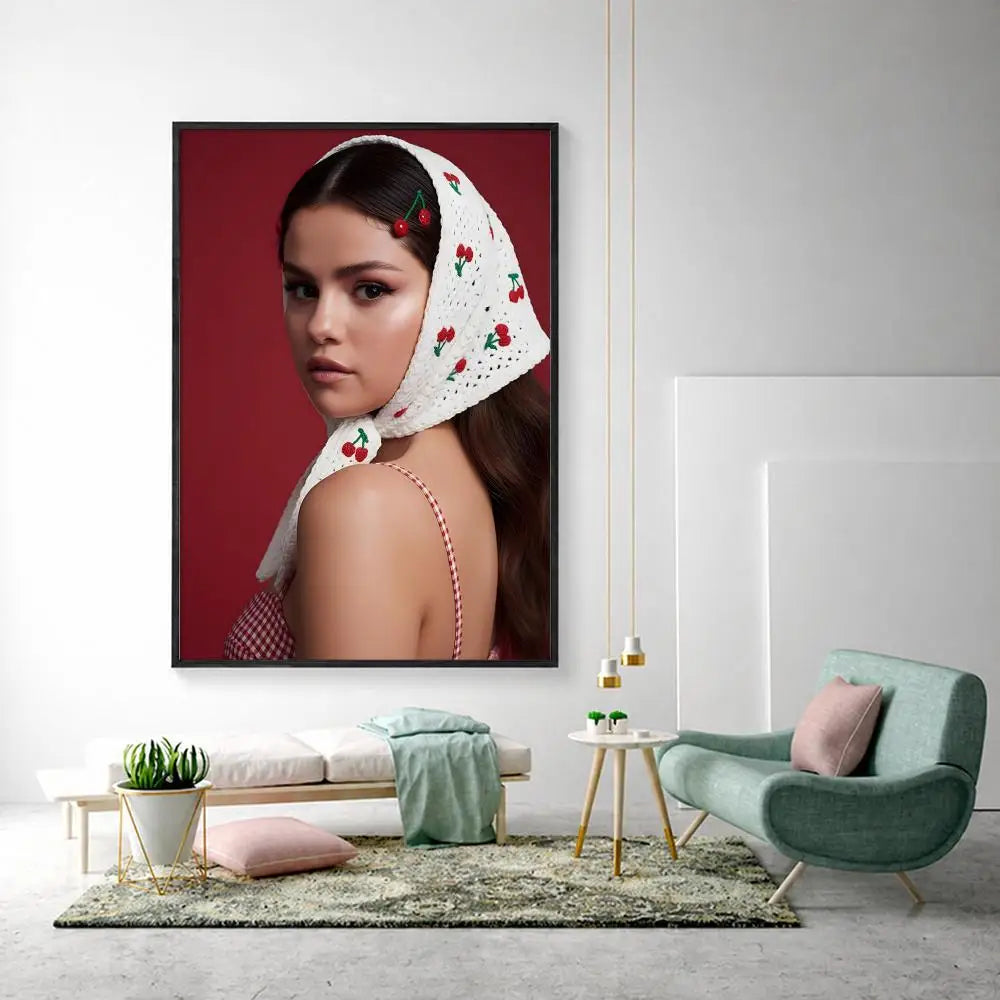Selena Gomez HD Wall Poster – Modern Music Art Home Decor Wall Art Poster Axl White1 15X20cmNoframe