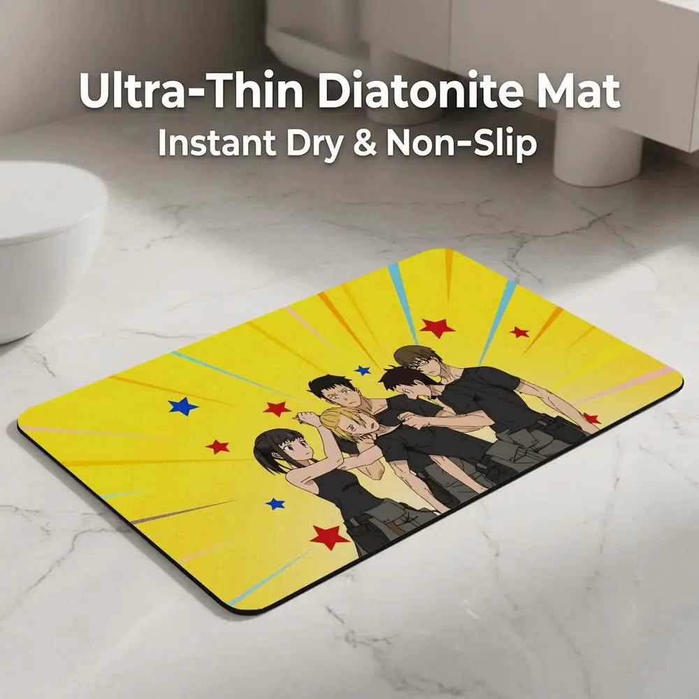 Anime Fire Force Diatomite Bath Mat – Quick Dry Non-Slip Diatomite Bath Mat Axl