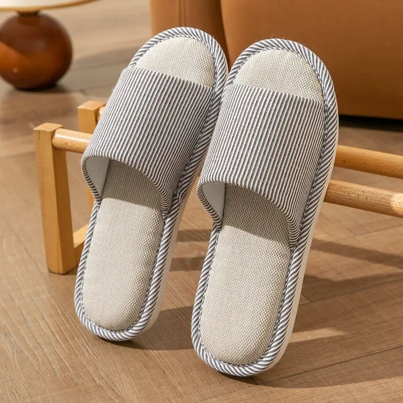 Linen House Slippers – Unisex Indoor & Outdoor Slides House Slippers Axl Khaki 42-43