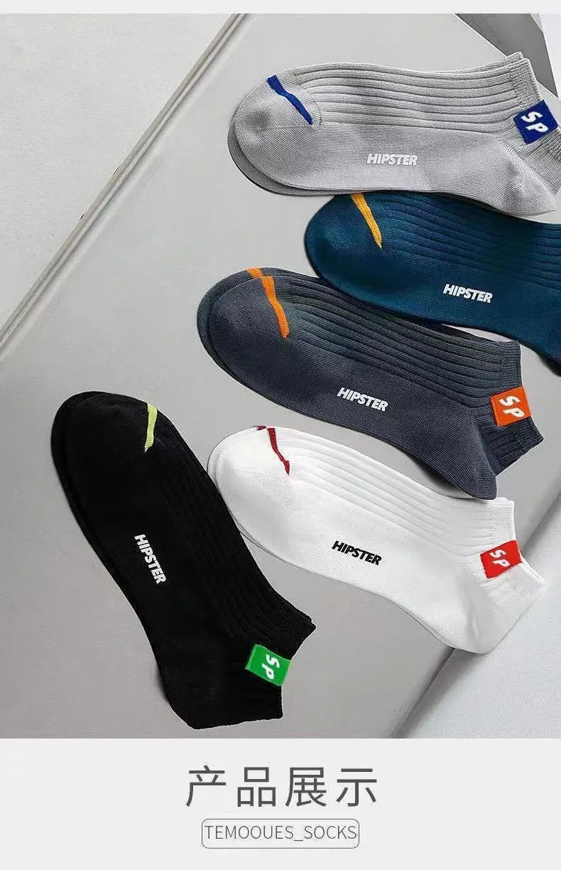 5-Pack Men's Low Cut Breathable Cotton Boat Socks Men's Casual Socks Axl