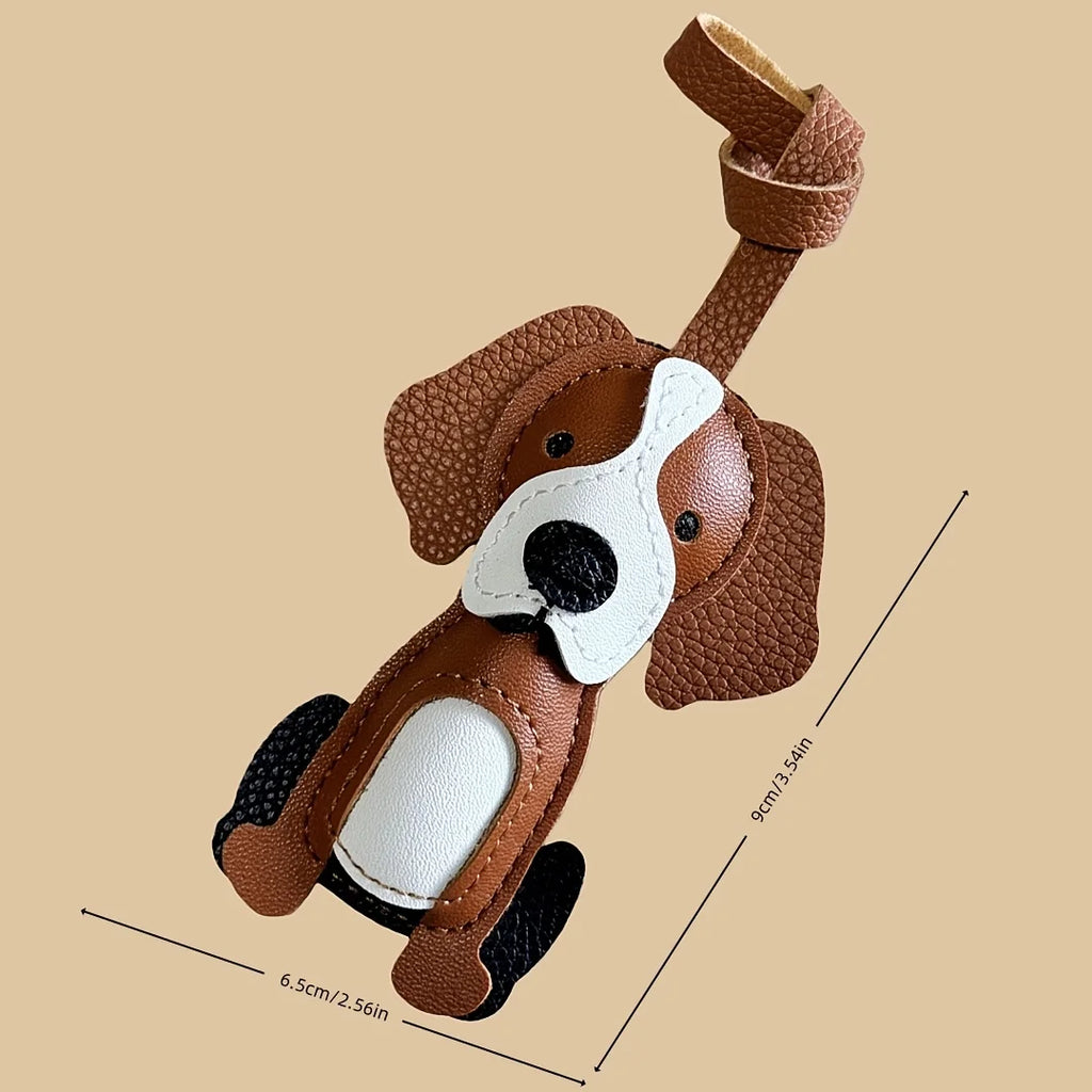 Beagle Dog Charm Keychain – PU Leather Adjustable Strap Dog Charm Keychain Axl